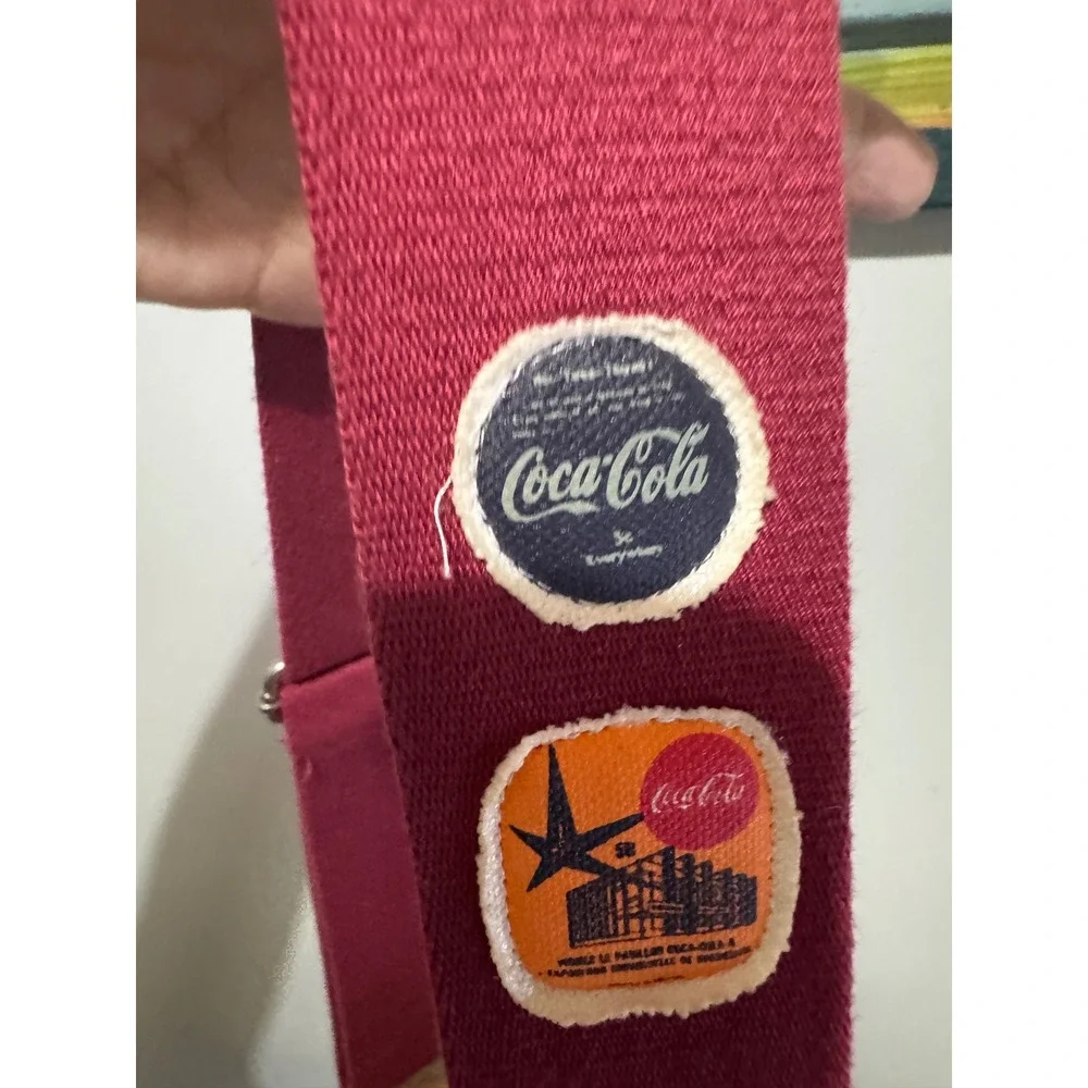 Coca-Cola Vintage Canvas Messenger‎ Bag Tan Burgundy Retro Graphic Crossbody